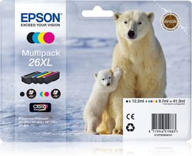 Epson Polar bear Multipack 4 Farben 26XL Claria Premium Ink, Schwarz, Cyan, Magenta, Gelb, Tinte auf Pigmentbasis, Tinte auf Farbstoffbasis, 12,2 ml, 9,7 ml, 1 Stück(e)