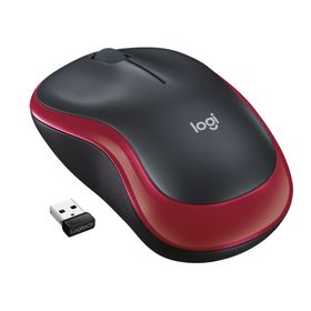 Logitech M185, Beidhändig, Optisch, RF Wireless, 1000 DPI, Rot