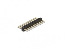 Delock Stiftleiste 10 Pin, Rastermaß 1,27 mm, 1-reihig, gerade, 5 Stück, Stiftleiste, Schwarz, Metallisch, Metall, Kunststoff, 230 °C, Gerade, 500 V