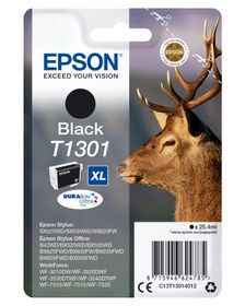 Epson Stag Singlepack Black T1301 DURABrite Ultra Ink, Hohe (XL-) Ausbeute, Schwarz, Tinte auf Pigmentbasis, 25,4 ml, 25,4 ml, 1 Stück(e)