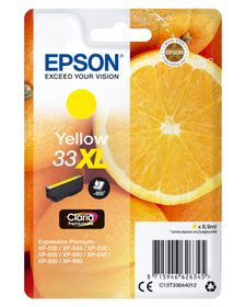 Epson Oranges Singlepack Yellow 33XL Claria Premium Ink, Hohe (XL-) Ausbeute, Gelb, Tinte auf Pigmentbasis, 8,9 ml, 1 Stück(e), 650 Seiten