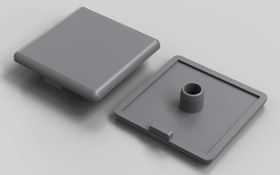 Abdeckkappe, 50 x 50 mm, signalgrau, Nut 10