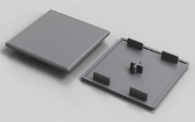 Abdeckkappe, 90 x 90 mm, signalgrau, Nut 10