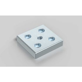 Fußplatte, 60 x 60 mm, silberfarbig, Nut 6