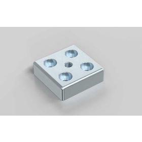 Fußplatte, 40x40 mm, silberfarbig, Nut 5