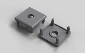 Abdeckkappe mit Loch, 30 x 30 mm, signalgrau, Nut 8