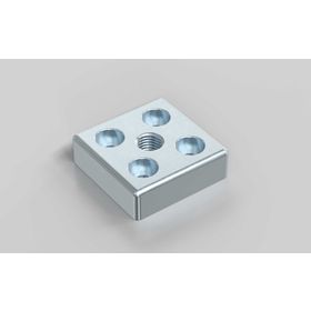 Fußplatte, 40x40 mm, silberfarbig, Nut 5