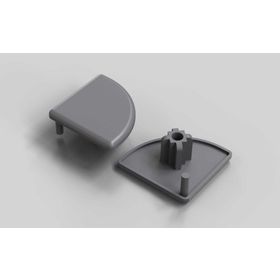 Abdeckkappe R, 30x30 mm, signalgrau RAL 7004, Nut 8