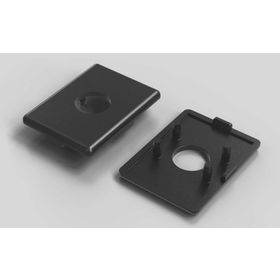 Abdeckkappe mit Loch, 45 x 60 mm, schwarz, Nut 10