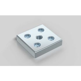 Fußplatte, 60x60 mm, silberfarbig, Nut 6