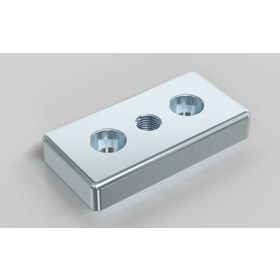 Fußplatte, 50 x 100 mm, silberfarbig, Nut 10