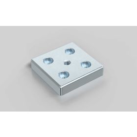 Fußplatte, 80x80 mm, silberfarbig, Nut 8
