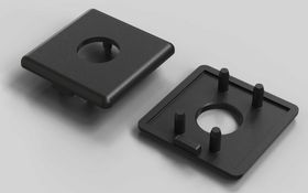 Abdeckkappe mit Loch, ESD, 45 x 45 mm, schwarz, Nut 10