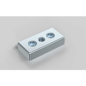 Fußplatte, 30 x 60 mm, silberfarbig, Nut 6