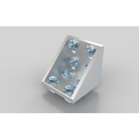 Winkel 80 × 80 silber pulverbeschichtet, Nut 10/10, inklusive Befestigung Nut 10/10