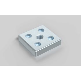 Fußplatte, 80 x 80 mm, silberfarbig, Nut 8