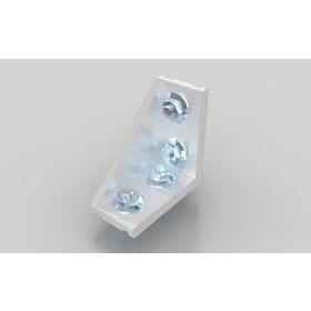 Winkel 40 × 80 silber pulverbeschichtet, Nut 10, inklusive Befestigung Nut 10/10