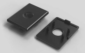 Abdeckkappe mit Loch, 45 x 60 mm, schwarz, Nut 10