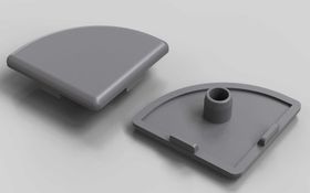 Abdeckkappe R, 45 x 45 mm, signalgrau, Nut 10