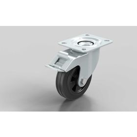 Lenkrolle, D=100 mm, mit Feststeller, Vollgummi