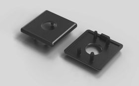 Abdeckkappe mit Loch, 45 x 45 mm, schwarz, Nut 10
