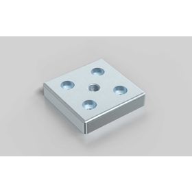 Fußplatte, 80 x 80 mm, silberfarbig, Nut 8