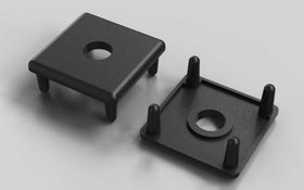 Abdeckkappe mit Loch, ESD, 30 x 30 mm, schwarz, Nut 8