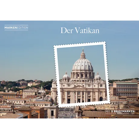 c3b48e27f6e2f3e35861e4f314bde9f07dd806fe.jpg Briefmarkenedition der Österreichischen Post 'Der Vatikan' mit dem Petersdom, enthält 8 Briefmarken.
