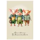 Illustration zu „Drei kleine Schweinchen“ mit drei bekleideten Schweinchen nebeneinander.