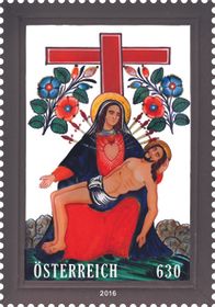 Glass stamp – Pietà and Cross