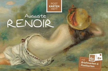 Austrian Post postcard booklet featuring Auguste Renoir artwork, includes 6 stamps and 6 postcards.