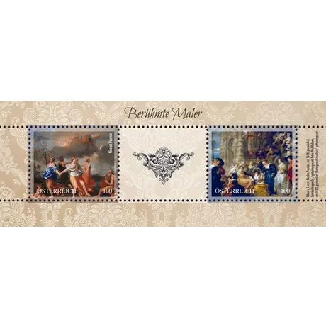 df Briefmarken Österreich 2023, Serie 'Berühmte Maler': Nicolas Poussin und Peter Paul Rubens, Nominale je 1,00 Euro.
