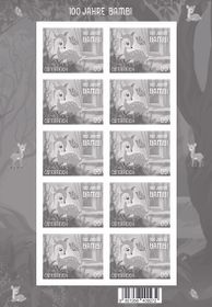 &quot;100 years of Bambi&quot; Black Print minisheet