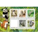 Briefmarkenblock der Österreichischen Post 2023 mit Tieren: Pinguin, Baby-Orang-Utan, Chamäleon, Elefant und Koala. Nominale: 1,00€ und 1,20€.