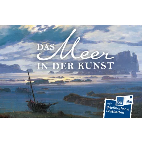 Austrian Post set 'The Sea in Art' with 6 stamps and 6 postcards, featuring a maritime painting.