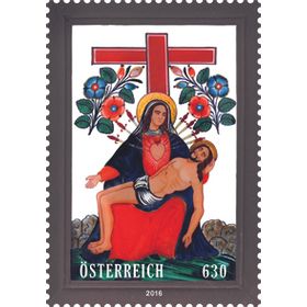 Glass stamp – Pietà and Cross
