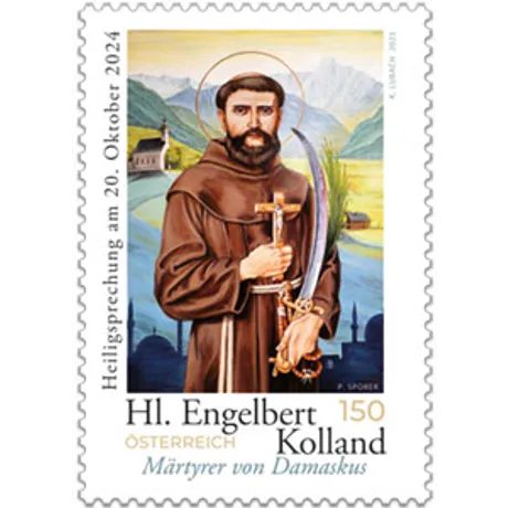 225050-Engelbert-Kolland-ONLINESHOP Austrian stamp 2024, nominal value 1.50 euros: St. Engelbert Kolland, martyr of Damascus, canonization theme.