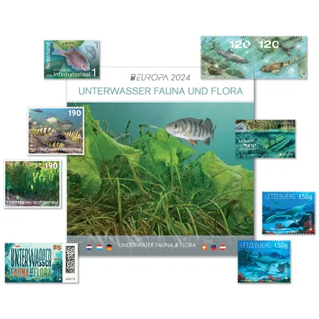 EUROPA 2024 Briefmarkenserie mit Unterwasserfauna und -flora, inkl. Österreich €1,20 Grüner See Briefmarke.
