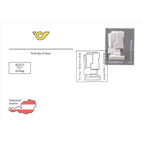 Fritz Wotruba – Head, 1962–1965 First day cover with the stamp “Head” by Fritz Wotruba and special postmark dated 16 July 2025. Austrian Post.