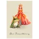 PK Märchen4 Illustration zu „Der Froschkönig“ mit gekröntem Frosch und Prinzessin im roten Kleid.
