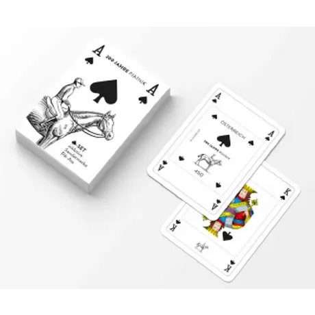 PIK_Block Spielkarten-Set der Österreichischen Post zu '400 Jahre Reitpost' mit historischen Motiven und Symbolen.