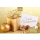 597f1ee33d65d867e8730a514aad148f5f34dbbb.png Goldenes Weihnachtsgeschenk mit Karte 'Frohe Weihnachten', Teil des Postkartenhefts der Österreichischen Post (€3,70).