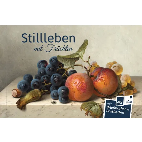 556b7bd1aff91daa1f11961c5f714bf85b060574.png Austrian Post collectible set 'Still Life with Fruits' featuring stamps and postcards with fruit motifs.