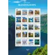 Austrian Post stamp sheet 2023, 'Journey through Scandinavia,' featuring 20 stamps with scenic Nordic landscapes.