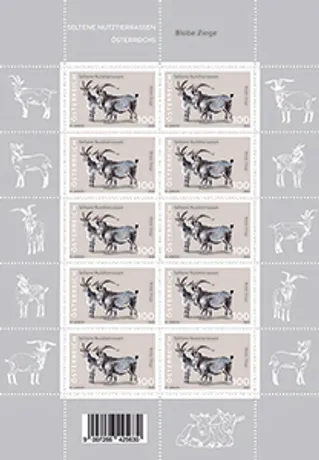 The “ibex” of the goat family This year’s design in the “Rare farm animal breeds” series features the Blobe goat, an agile mountain goat breed indigenous to the border region between North and South Tyrol.