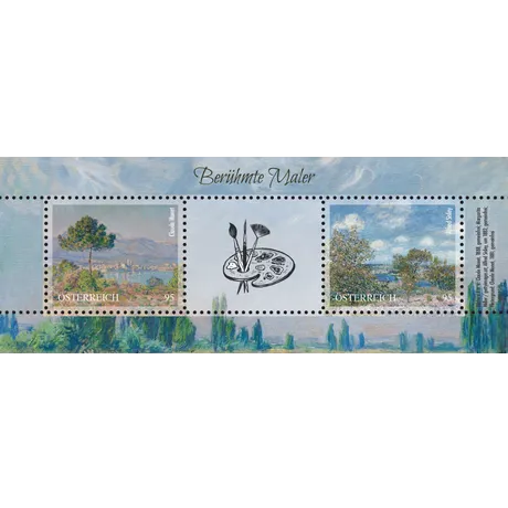 Austrian Post 2023 stamp set 'Famous Painters': Claude Monet and Alfred Sisley, nominal value 0.95€ each.