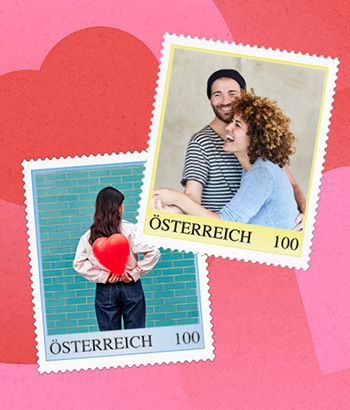 Briefmarke selbst gestalten Valentinstag