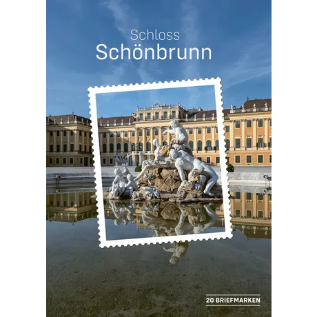 1 Briefmarkenset der Österreichischen Post mit Schloss Schönbrunn und Brunnen im Vordergrund. Enthält 20 Briefmarken.