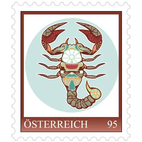 d29459c6d40b3a1ff447baa74d702d60b533dc76.jpg Austrian stamp 95 cents, featuring a stylized scorpion design on a light blue background, issued in 2023.