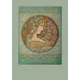 Kopfporträt im Jugendstil, eingerahmt von Efeublättern und geometrischen Ornamenten in Grün- und Goldtönen